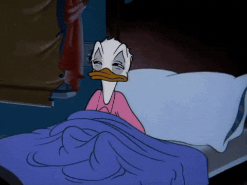 Me, most nights. over and over again Donald Duck lying wide awake in bed, exhausted and unable to sleep